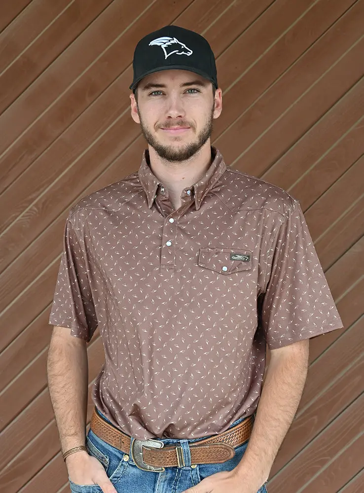 Coolhorse Short Sleeve Brown Pearl Snap Polo 1