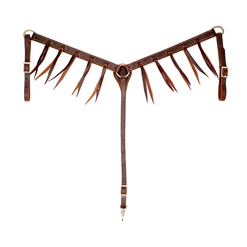 Cowboy Tack 1 1/4" Chocolate Harness Leather Breast Collar W/ Latigo Strings 1