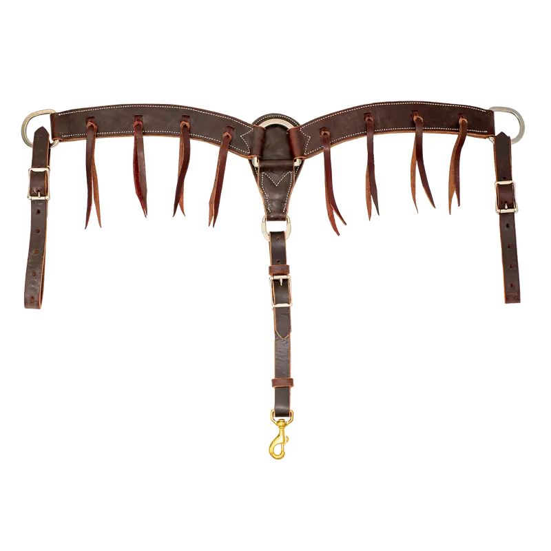 Cowboy Tack 2" Chocolate Harness Leather Breast Collar W/ Latigo Strings 1