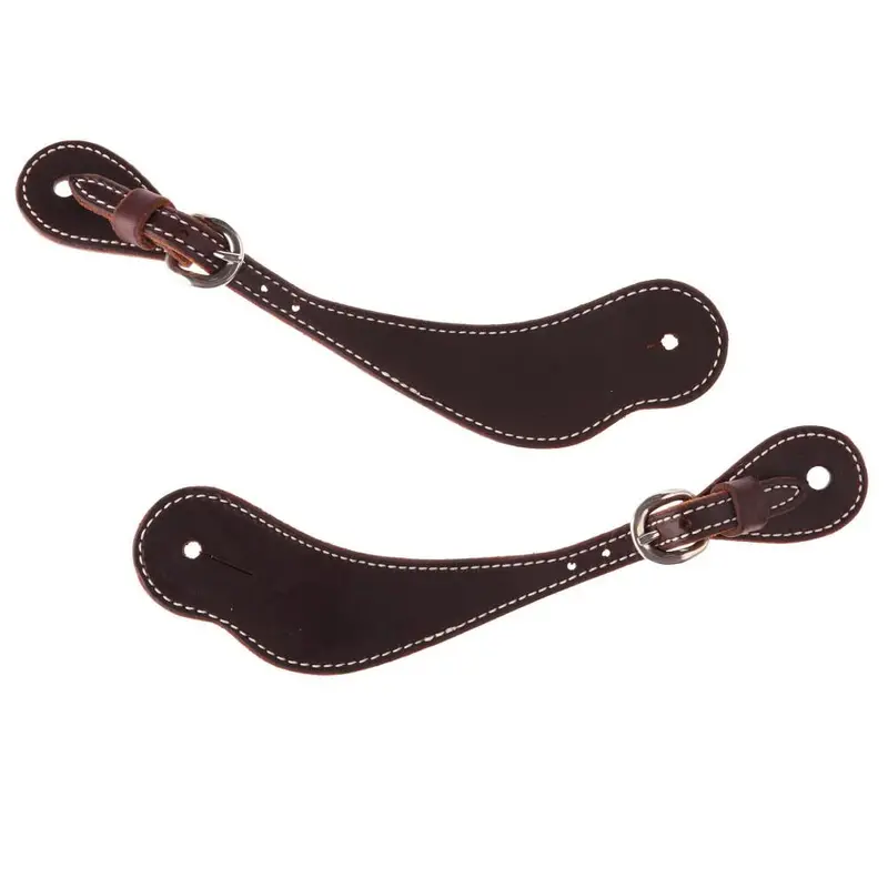 Cowboy Tack Men's Chocolate Harness Leather Spur Straps 1
