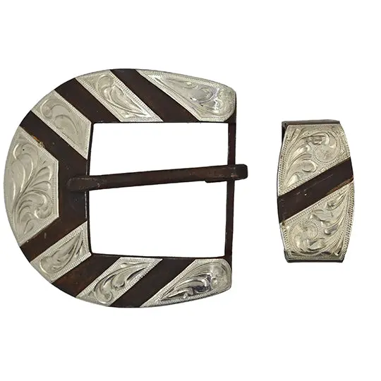 Cowperson Tack 1 1/2" Two-Piece Brown Steel Ranger Belt Buckle 1