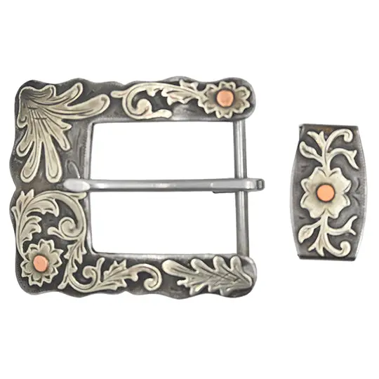 Cowperson Tack 1 1/2" Two-Piece Floral Ranger Belt Buckle 1