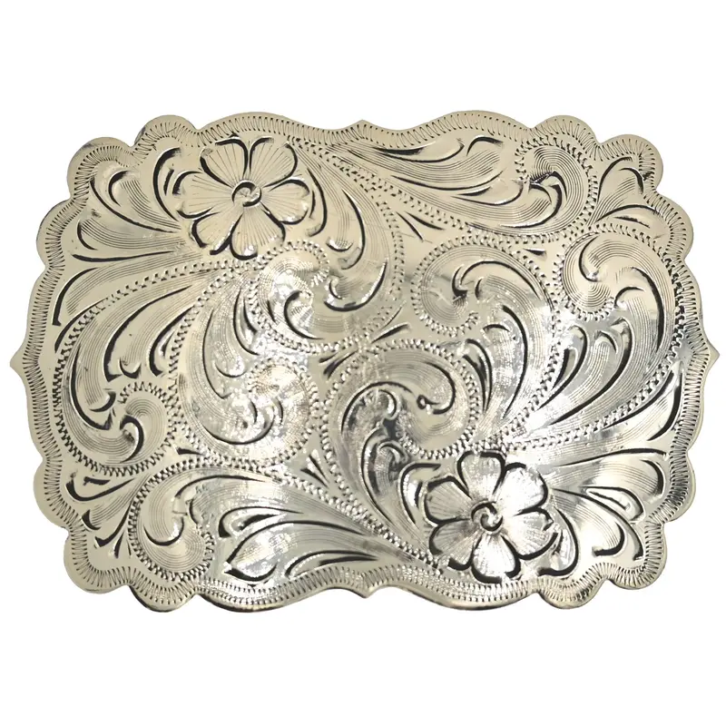 Cowperson Tack 1" Silver Floral Engraved Belt Buckle 1