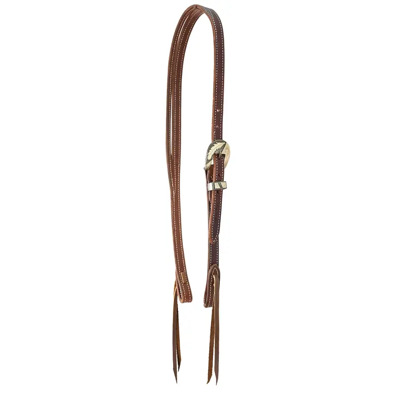 Cowperson Tack 3/4" Latigo Slit Ear Headstall With Feather Buckle 1