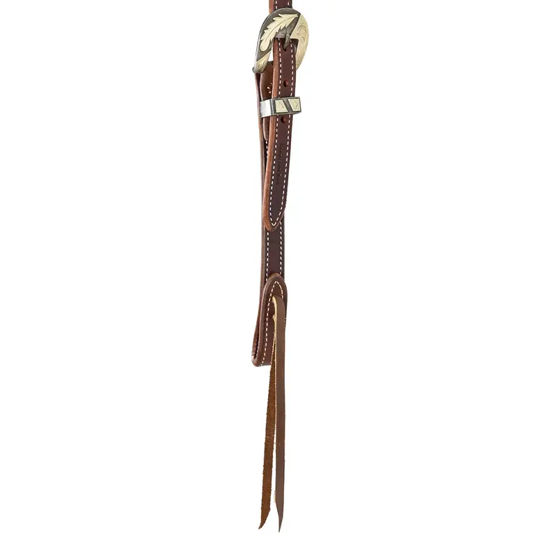 Cowperson Tack 3/4" Latigo Slit Ear Headstall With Feather Buckle 2