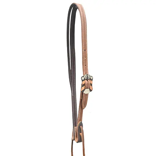 Cowperson Tack 3/4" Roughout Split Ear Headstall With Copper Stripe Overlay Buckle 1