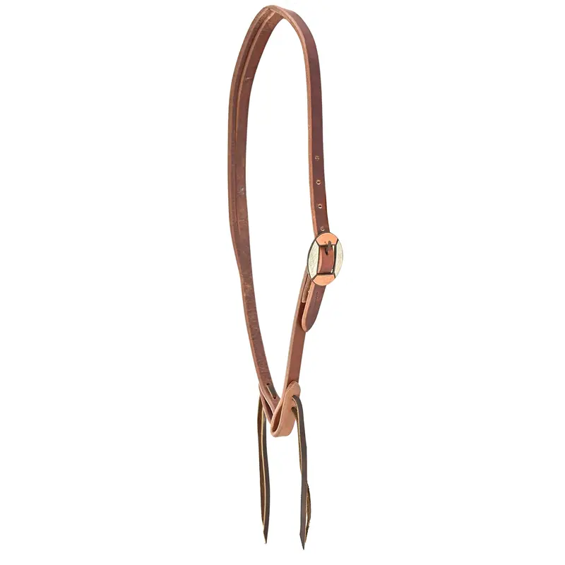 Cowperson Tack 3/4" Slit Ear Headstall With Silver And Copper Overlay Oval Buckle 1