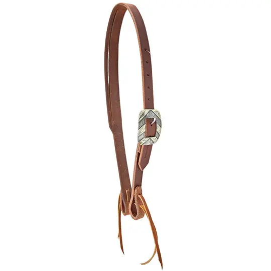 Cowperson Tack 3/4" Split Ear Headstall With Silver Square Striped Buckle 1