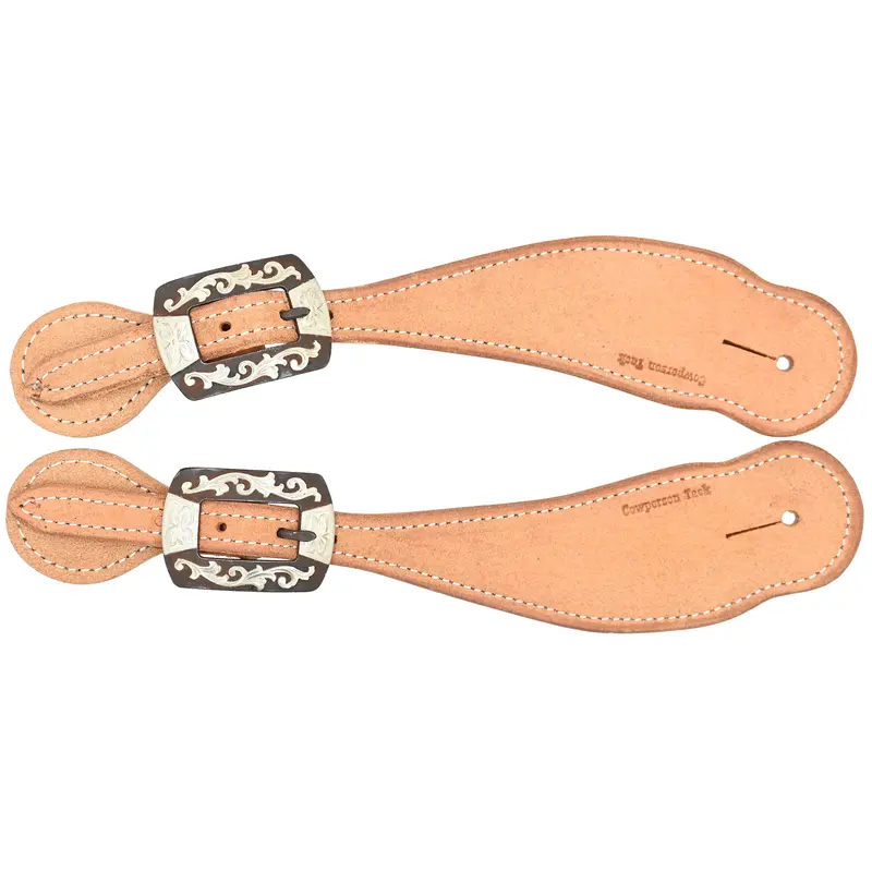 Cowperson Tack Men's Roughout Spur Straps With Browned Vine Buckles 1