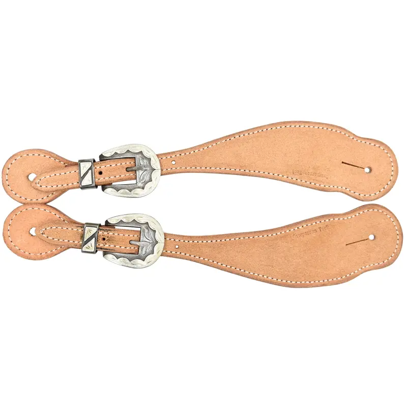 Cowperson Tack Men's Roughout Spur Straps With Scalloped Buckles 1
