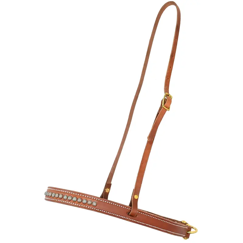 Cowperson Tack Oiled Harness Leather Tiedown Noseband With Patina Turquoise Spots 1