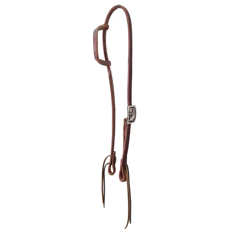 Cowperson Tack Slip Ear Headstall With Square Floral Acorn Buckle 1