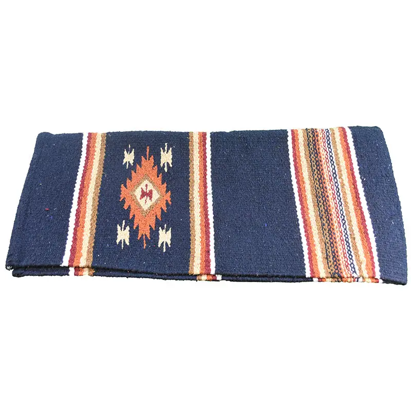 Diamond R Double Weave Navy Navajo Blanket 1
