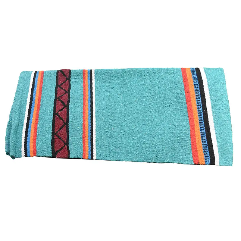 Diamond R Single Weave Turquoise Navajo Saddle Blanket 1