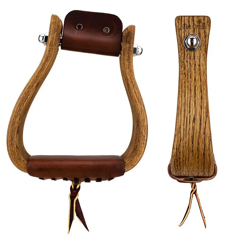 Don Orrell 2" Angled Flat Bottom Oversize Stained Oak Stirrups 1