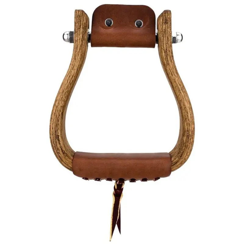 Don Orrell 2" Flat Bottom Stained Oak Rancher Stirrups 2