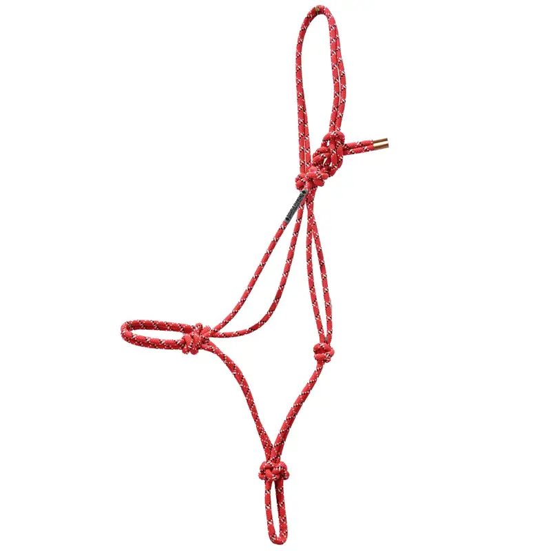 Double Diamond #100 Series Rope Halter- Red With Black & White Tracer 1