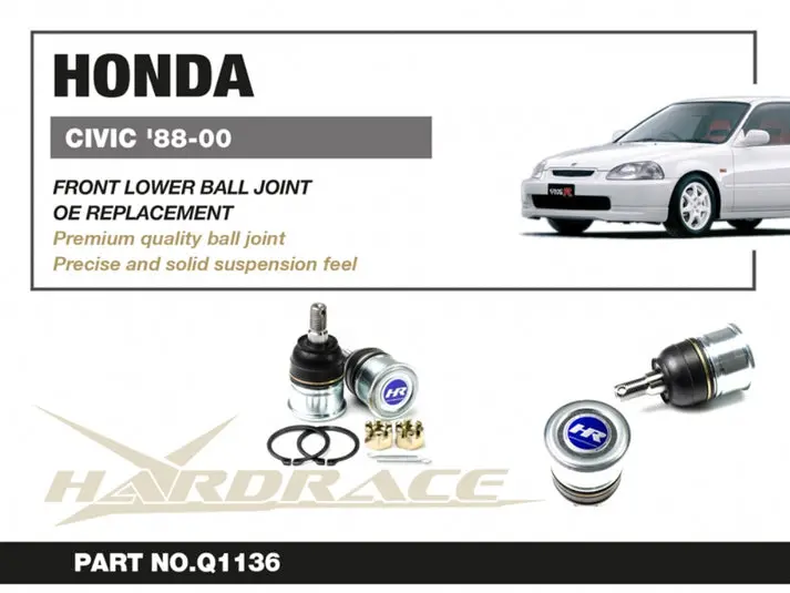 Hardrace Front Lower Ball Joints Set (2Pcs) For 92-00 Civic Del Sol | 94-01 Integra 2
