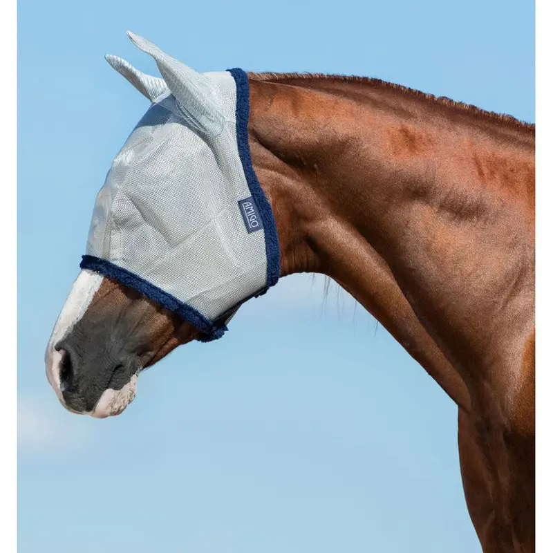 Horseware Amigo Fly Mask With Ears- Navy/Silver 1