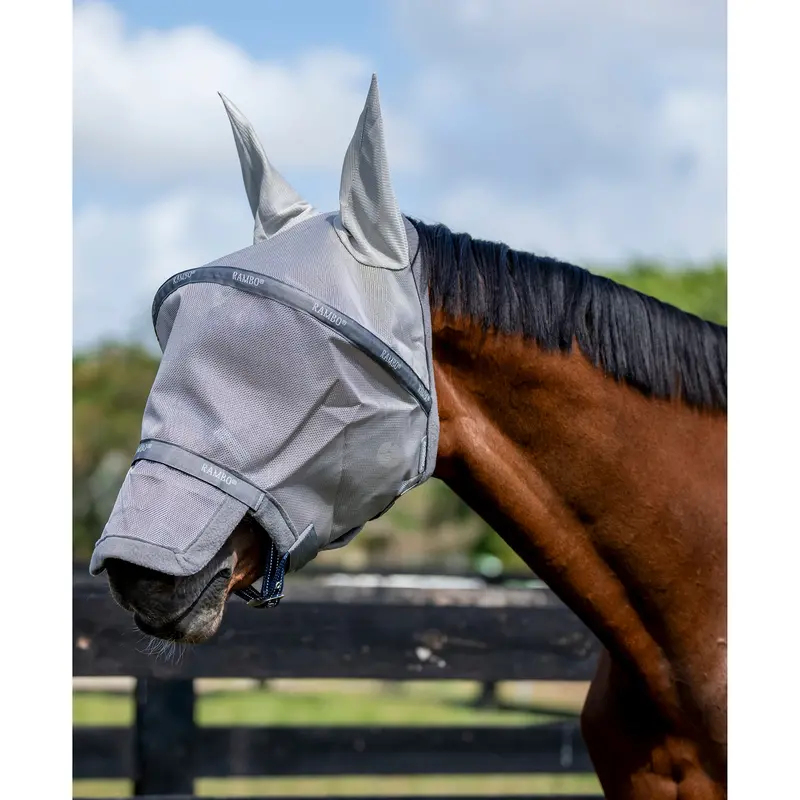 Horseware Rambo Plus Fly Mask- Silver/Titanium Grey 1