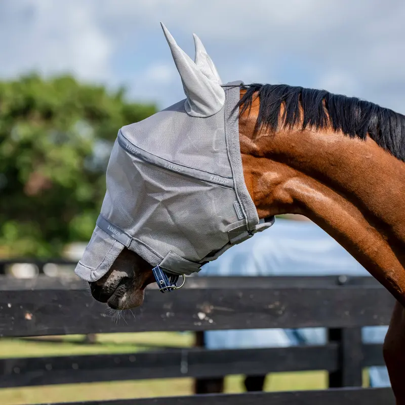 Horseware Rambo Plus Fly Mask- Silver/Titanium Grey 2