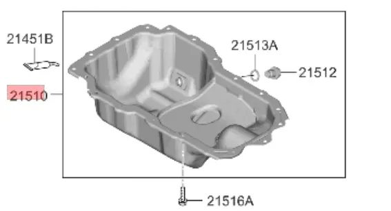 Hyundai Venue (2020-2023) 21510-2M170 Oil Pan Assembly - Engine Oil 1