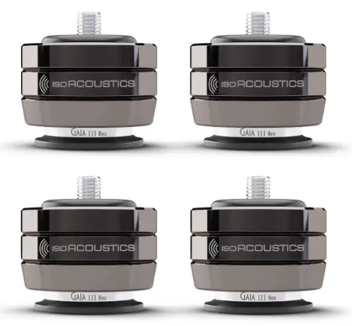 Isoacoustics Gaia Iii Neo Speaker Isolators - Weight Cap. 70 Lbs, Set Of 4, Dark Chrome 1