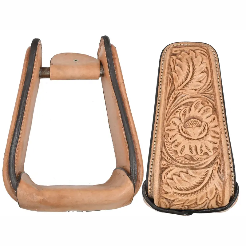 Jerry Beagley 4" Floral Tooled Roper Stirrups 1