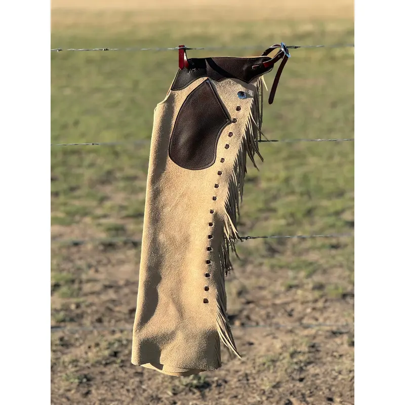 K Bar J Leather Co. Youth Roughout Parchment Versatility Chaps 1