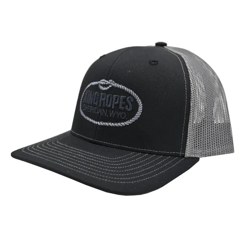 King Ropes Cap In Black With Charcoal Mesh And Charcoal Logo 1