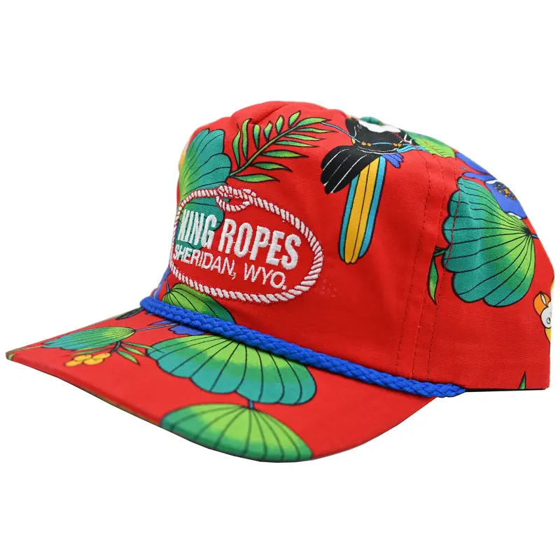 King Ropes Red Tropical Print Golf Cap 1