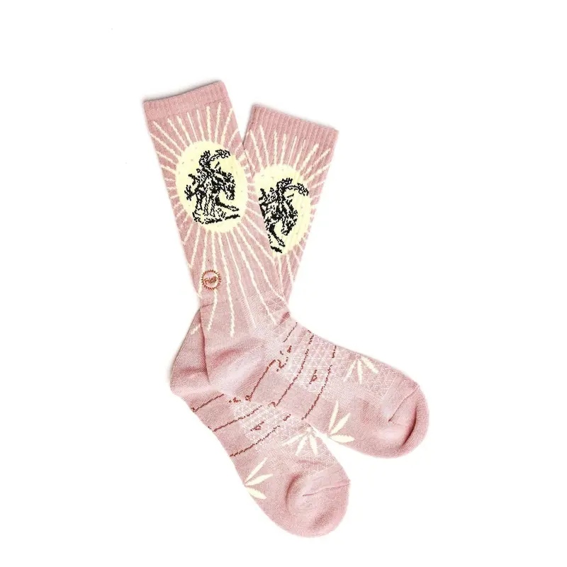 Lucky Chuck Fringe Bucking Dusty Pink Western Cowgirl Performance Socks 1