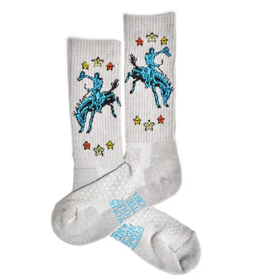 Lucky Chuck Fringe Long Live Grey Western Performance Socks 1