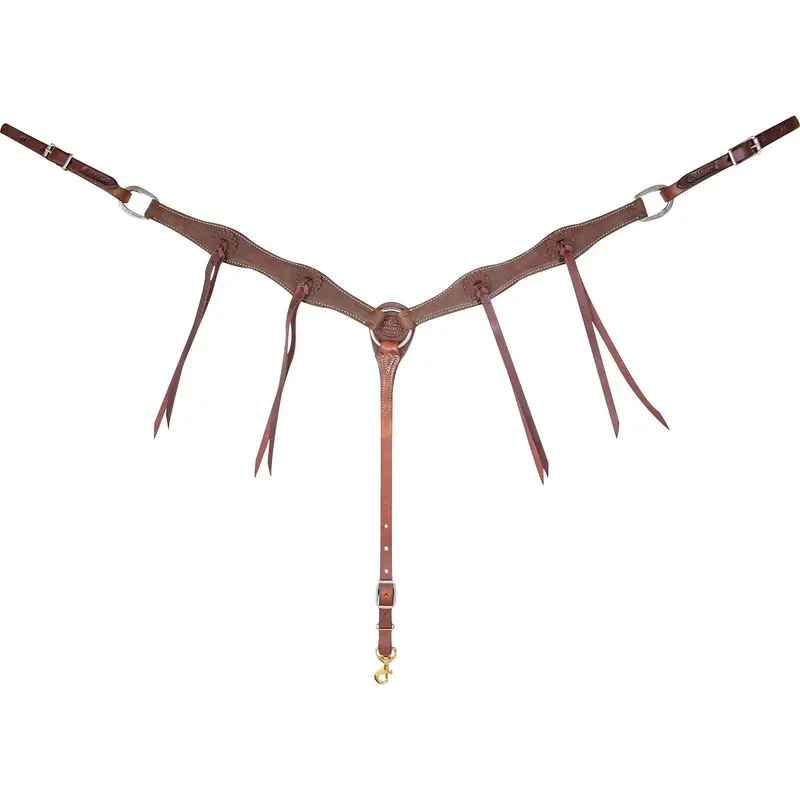 Martin Saddlery 1.5" Chocolate Roughout Breast Collar With Rosettes And Strings 1