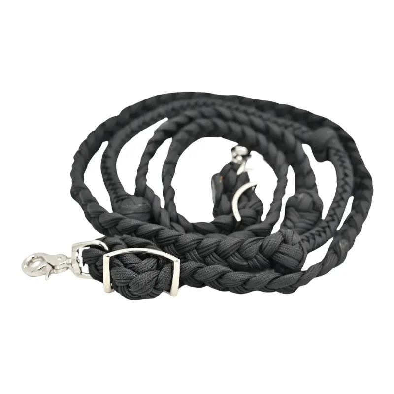 Martin Saddlery 1" Barrel Reins Braided Black Nylon With Knots 1