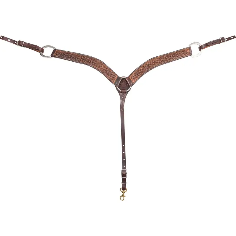 Martin Saddlery 2" Weathered Antique Basket Stamped Breast Collar 1