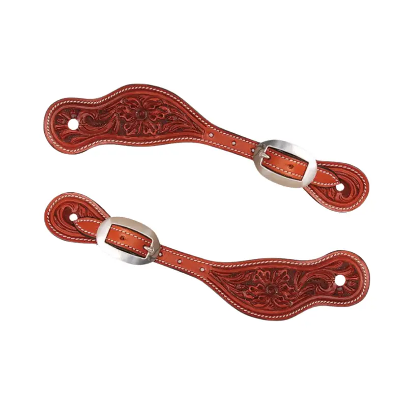 Martin Saddlery Alpine Flower Tooled Spur Straps 1