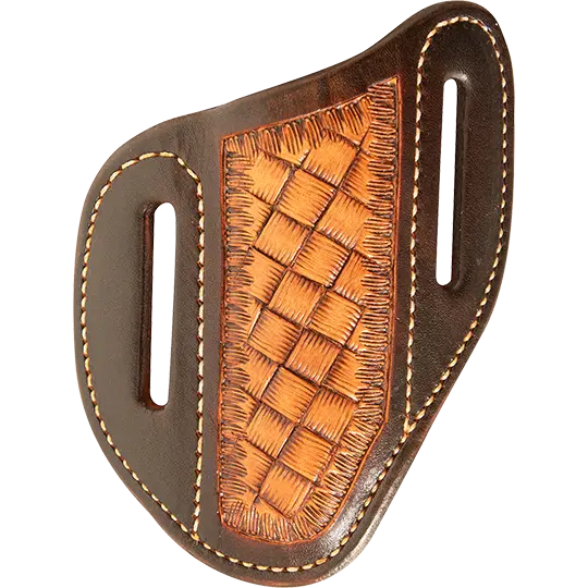 Martin Saddlery Angled Knife Sheath With Dark Framed Mini Weave Tooling 1