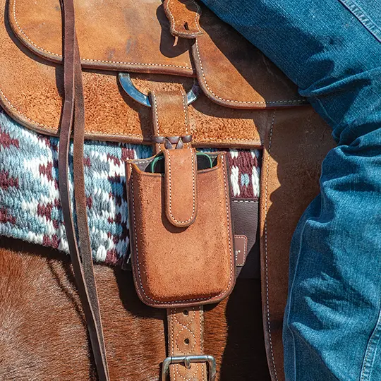 Martin Saddlery Chestnut Leather Roughout Iphone Holder 2