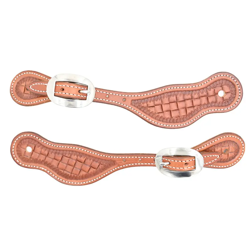 Martin Saddlery Mini Coarse Basketweave Stamped Spur Straps 1