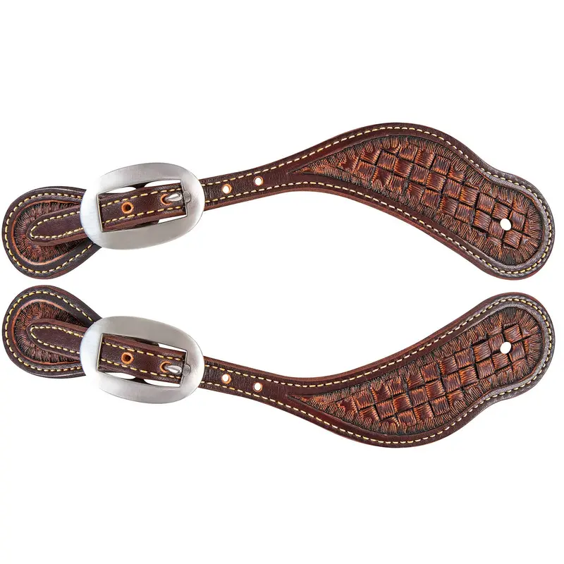 Martin Saddlery Weathered Antique Cowboy Spur Straps With Basket Stamping 1