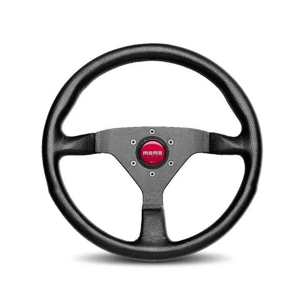 Momo Monte Carlo 320Mm Black Leather Red Stitch Steering Wheel 1