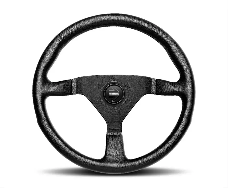 Momo Monte Carlo 350Mm Black Leather Black Stitch Steering Wheel 1
