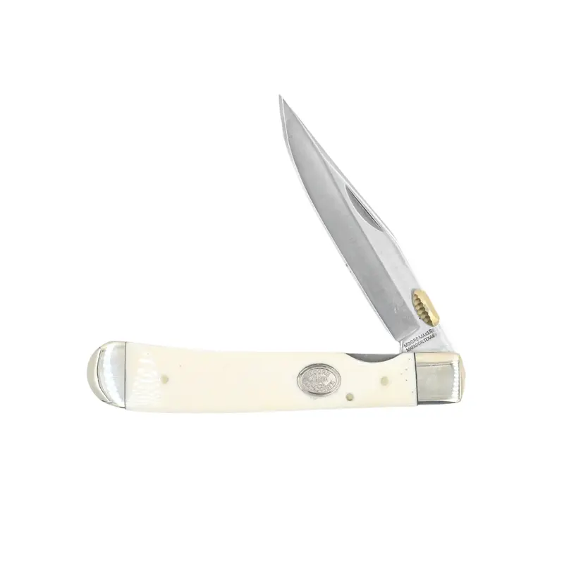 Moore Maker 4 1/8" White Bone Trapper Knife W/ Easy Open 1