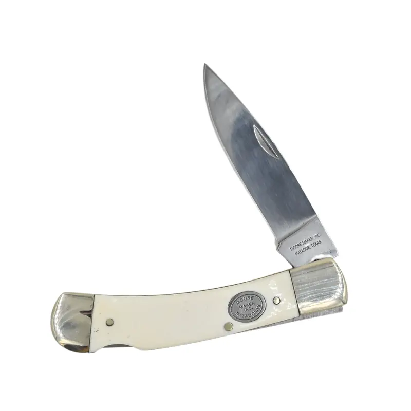 Moore Maker Single Blade Lock Trapper Knife With Bone Handle 1