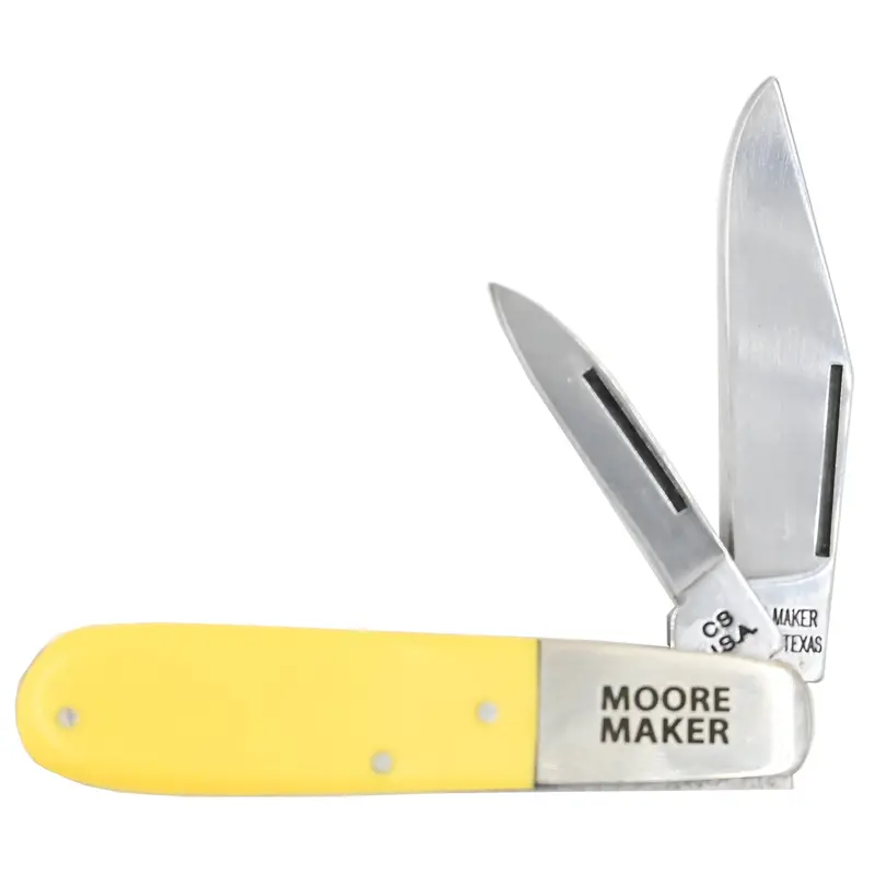 Moore Maker Yellow 3 1/2" Barlow Knife 1