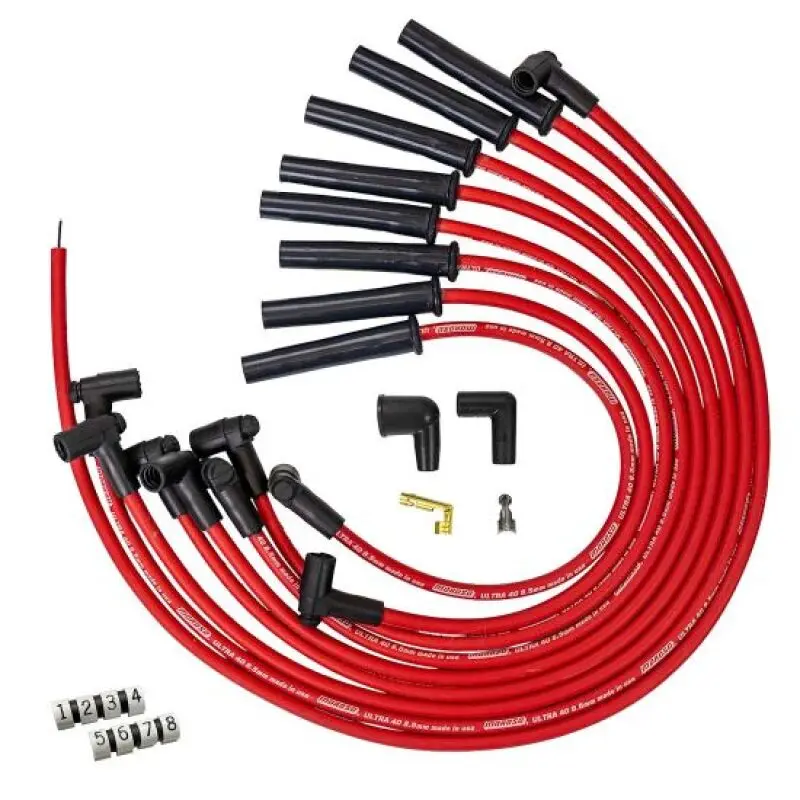 Moroso Ford 289/302/351W Hei-Style Ultra40 8.5Mm Multi-Angle Boot Ignition Spark Plug Wire Set - Red 1