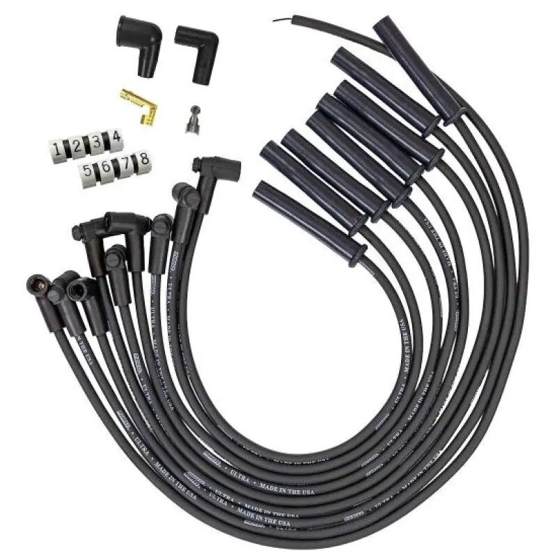 Moroso Ford 351C Hei-Style Cap Ultra 350 8Mm Multi-Angle Boot Ignition Spark Plug Wire Set - Black 1