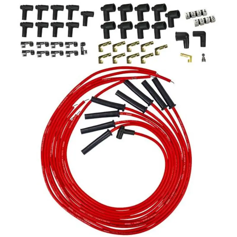 Moroso Universal Hei & Non-Hei Style Caps Ultra 350 8Mm Multi-Angle Boot Spark Plug Wire Set - Red 1