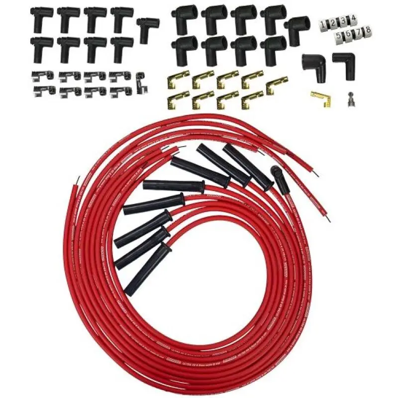 Moroso Universal Hei/Non-Hei Style Caps Ultra 40 8Mm Multi-Angle Boot Spark Plug Wire Set - Red 1